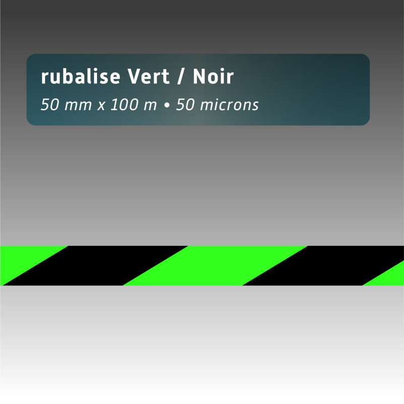 Rubalise plastique 50mm*100m - vert/noir