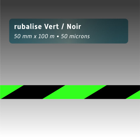 Rubalise plastique 50mm*100m - vert/noir