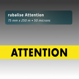 Rubalise plastique signalisation ATTENTION - 75mm*250m - Rubalise