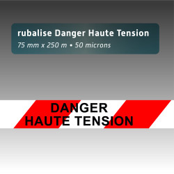 Rubalise plastique "danger haute tension" - 75mm*250m