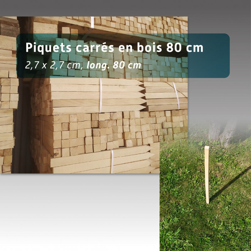 Piquets bois 80cm pour balisage au sol - lot 25