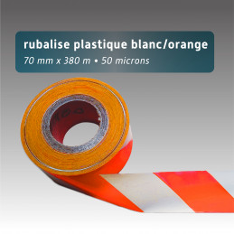 Rubalise plastique recyclée chantier - 70mm*380m - 6 couleurs