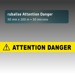 Rubalise plastique "attention danger+picto"  50mm*100m