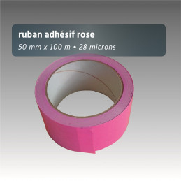 Ruban adhésif plastique 50mm*66m - couleur unie - rose