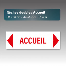 Flèche aquilux double "accueil" 20*60cm
