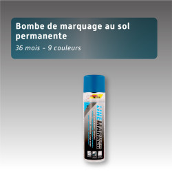 Bombe de marquage au sol permanente 36 mois - 9 couleurs