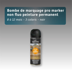 Bombe de marquage pro marker non fluo peinture permanente - 8 à 12 mois - 3 coloris