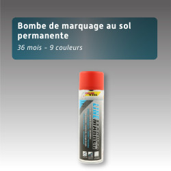 Bombe de marquage au sol permanente 36 mois - 9 couleurs
