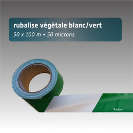 Rubalise de signalisation végétale verte et blanc 50mm*100m - Rubalise