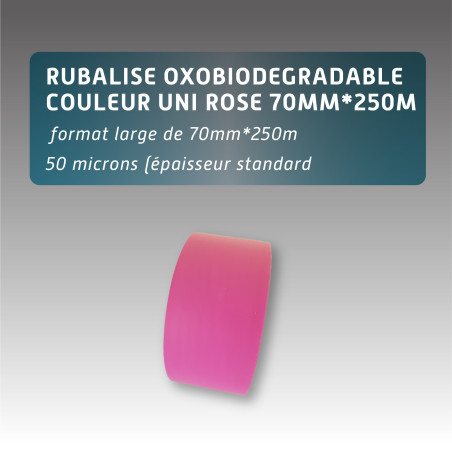 Rubalise plastique couleur uni rose 70mm*250m
