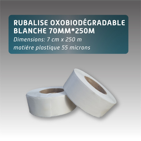 Rubalise oxobiodégradable couleur uni orange 70mm*250m