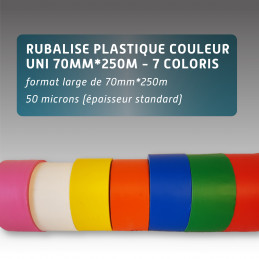 Rubalise de signalisation plastique - couleur unie - 7 coloris - 70mm*250m
