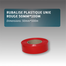 Rubalise plastique unie 50mm*100m - rouge