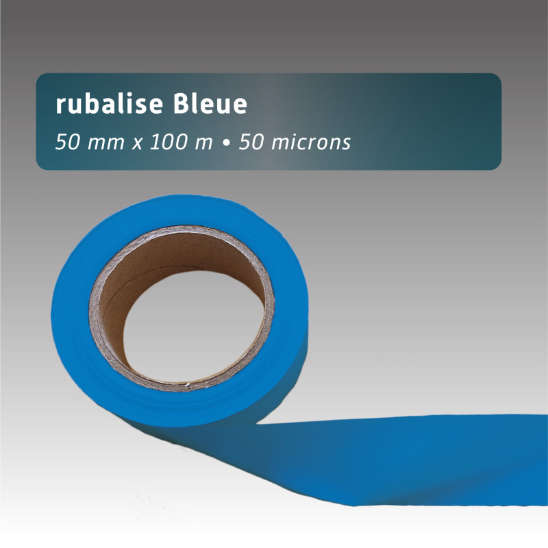 Rubalise plastique unie 50mm*100m bleue