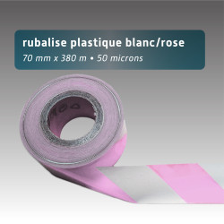 Rubalise de chantier recyclée 70 mm x 380 m blanc/rose – Bicolore 7 cm