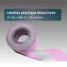 Rubalise plastique recyclée de chantier - 70mm*380m - blanc/rose