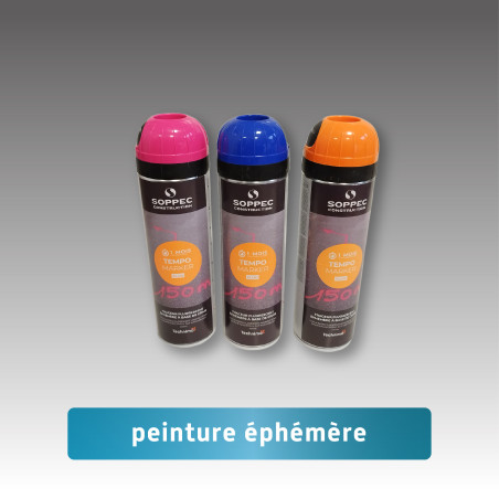 Bombe de Marquage au sol éphémère bleue 15 jours - 3 couleurs