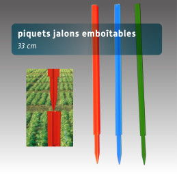 Piquet  jalon emboitable 33cm - lot 500 - 3 couleurs