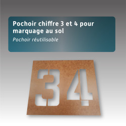 Pochoir chiffre 3 et 4 pour marquage au sol