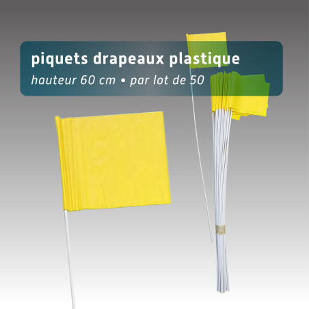 Piquet drapeau 60cm - lot de 50 - 3 coloris