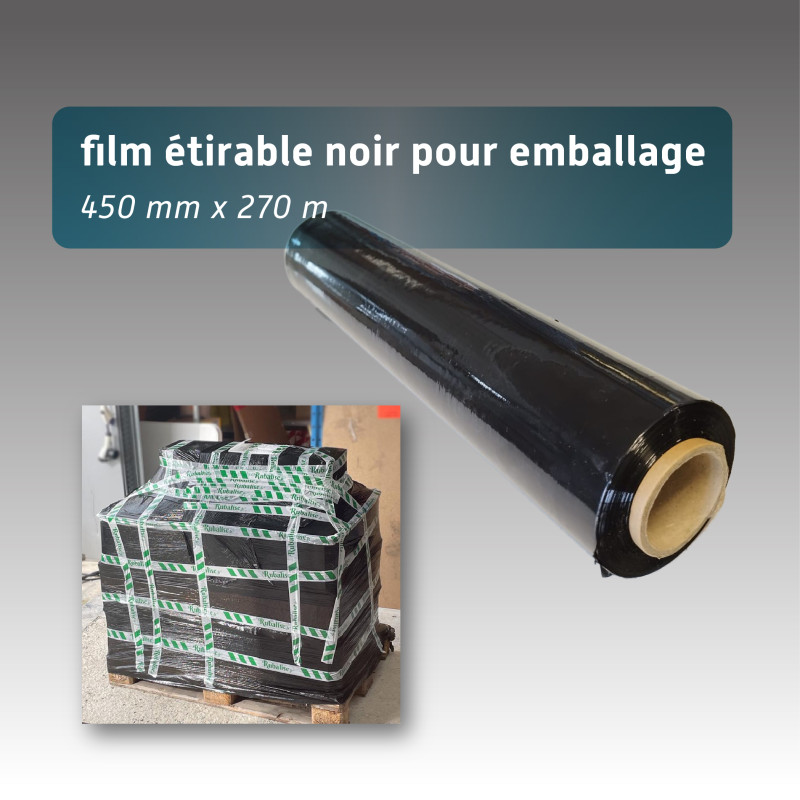 Film etirable 450mm 270ml 22µ noir RSO Emballage OHAA009 : OHAA009
