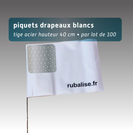 Piquet drapeau 40 cm - lot de 100 - 5 couleurs au choix avec pastilles nuit
