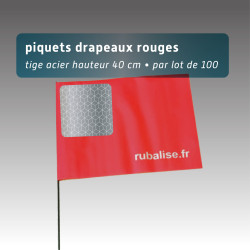 Piquet drapeau 40 cm - lot de 100 - 5 couleurs au choix avec pastilles nuit