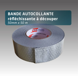 Bande autocollante réfléchissante à découper 50mm*50m - autocollante - Ruban de nuit -