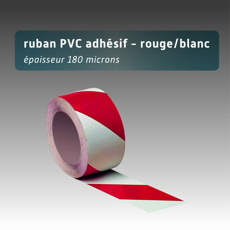 Ruban adhésif PVC rouge/blanc