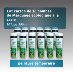 Lot carton de 12 bombes de Marquage écologique à la craie éphémère30 jours 500ml - couleur unique
