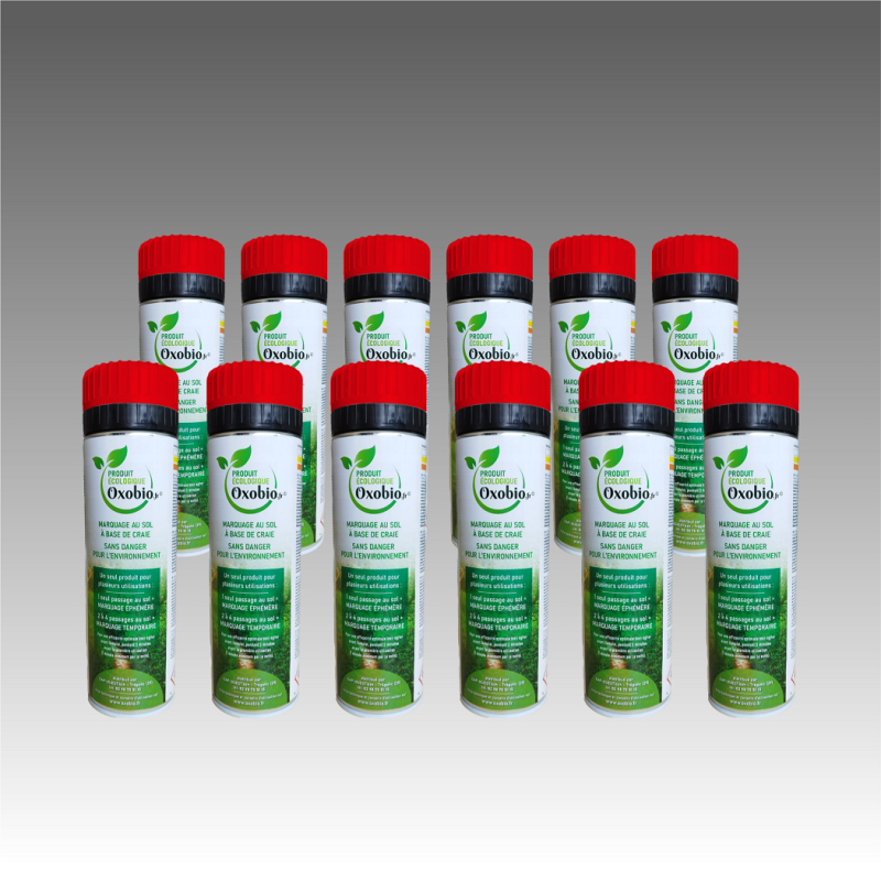 Lot carton de 12 bombes de Marquage écologique à la craie éphémère30 jours 500ml - couleur unique