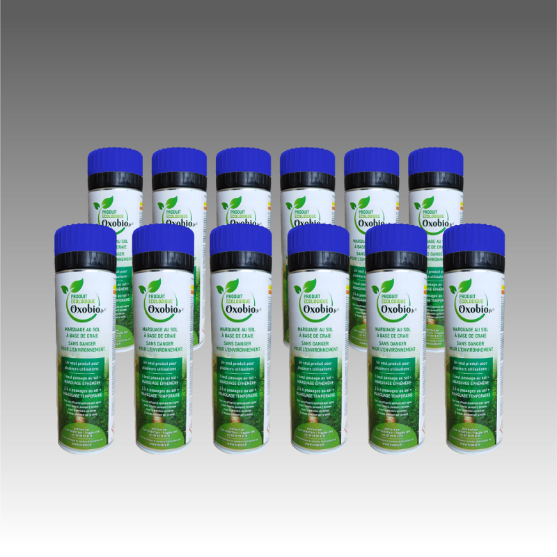 Lot carton de 12 bombes de Marquage écologique à la craie éphémère30 jours 500ml - couleur unique