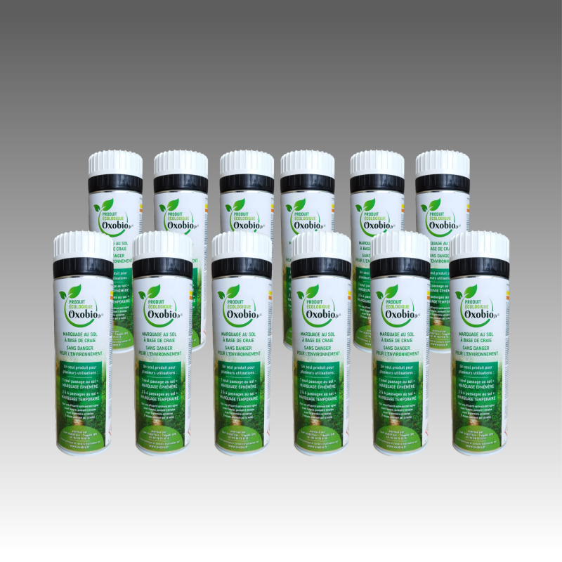 Lot carton de 12 bombes de Marquage écologique à la craie éphémère30 jours 500ml - couleur unique