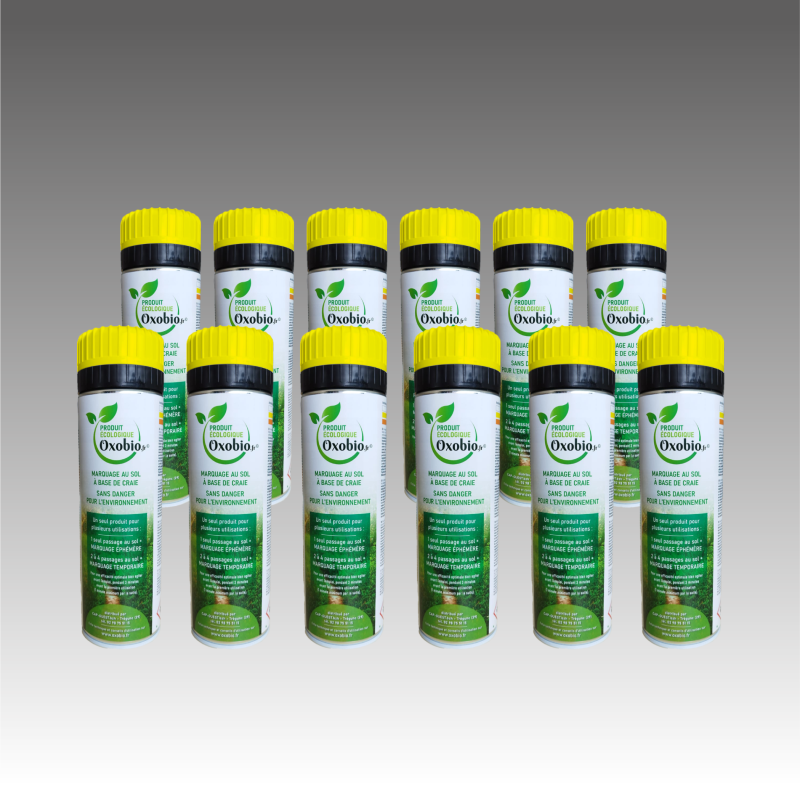 Lot carton de 12 bombes de Marquage écologique à la craie éphémère30 jours 500ml - couleur unique