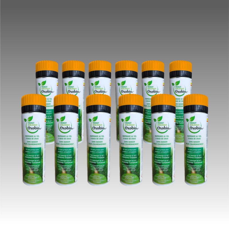 Lot carton de 12 bombes de Marquage écologique à la craie éphémère30 jours 500ml - couleur unique