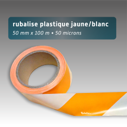 Rubalise plastique 50mm*100m - Jaune/Blanc