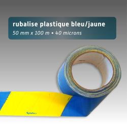 Rubalise plastique 50mm*100m - Jaune/Bleu
