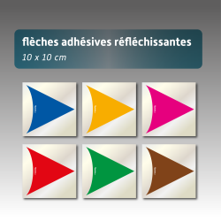 Flèche autocollante réfléchissante de nuit 10*10cm - 4 couleurs dispo