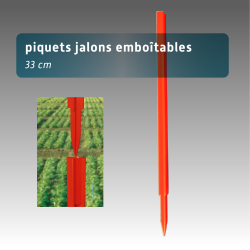 Lot 100 Piquets jalon emboitable 33 cm - 3 couleurs