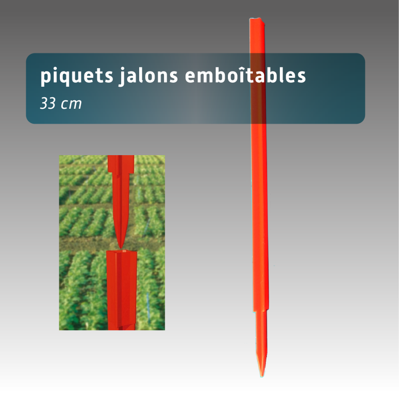 Lot 100 Piquets jalon emboitable 33 cm - 3 couleurs