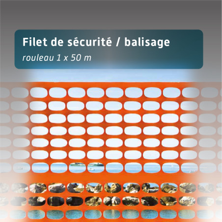 Balisage filet securité orange 1m*50m