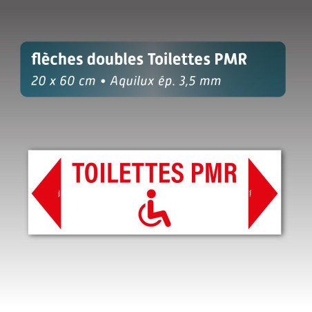 Flèche Toilette PMR Aquilux Double 20×60 cm – Plaque Signalétique 3,5 mm