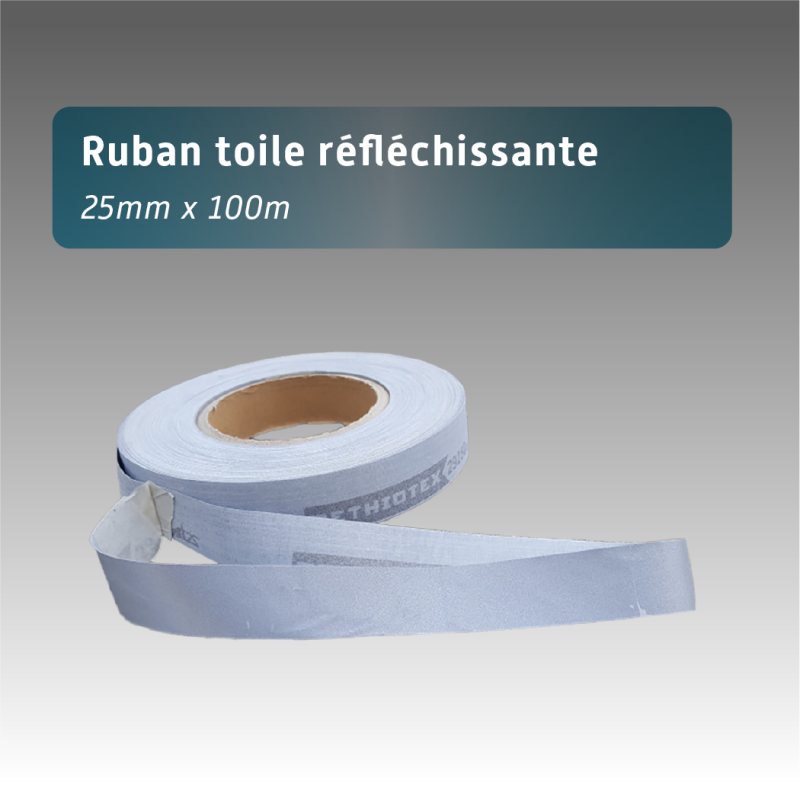 Ruban toile réfléchissante - 25mm x 100m