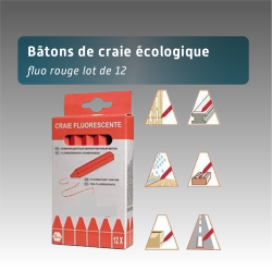Bâton de craie écologique  fluo ROUGE - lot de 12
