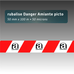 Rubalise plastique Danger Amiante avec pictogramme 50 mm x 100 m