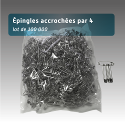 Épingles à nourrice de course 28 mm – Lot 100 000 (par 4) pour dossards