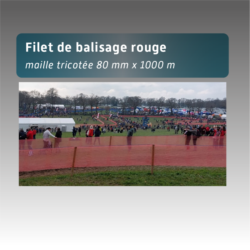 Filet de balisage rouge en maille tricotée 80 cm x 1000 m | Sécurité & délimitation événements