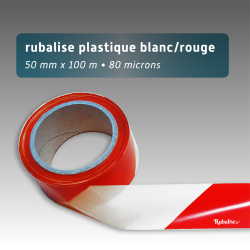 Rubalise de chantier plastique 50mm*100m rouge et blanc