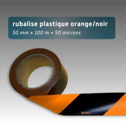 Rubalise plastique 50mm*100m noire et orange