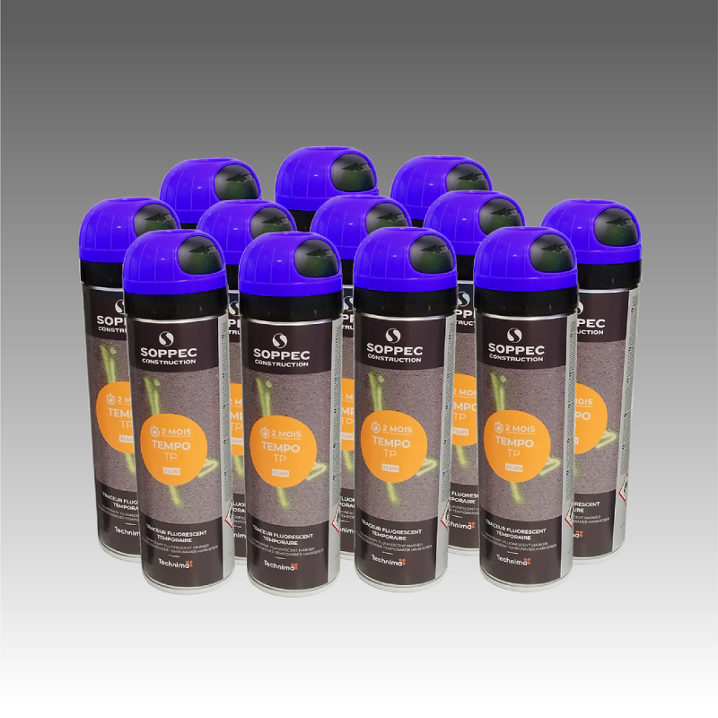 Lot de 12 bombes temporaires pour marquage au sol événementiel - 7 couleurs - couleur unique